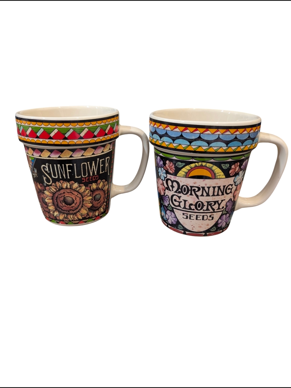 Giftcraft Stanley Papel Floral Sunflower & Morning Glory Ceramic Mug Set